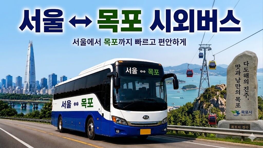 서울과 목포를 잇는 버스와 다도해 풍경
