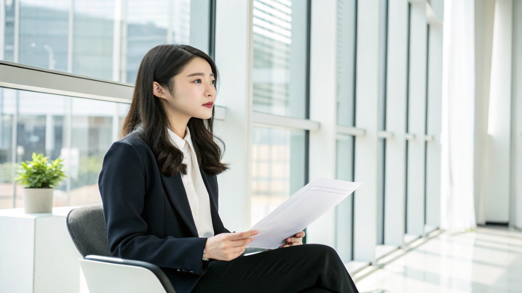 공무원 면접장에서 준비중인 공시생