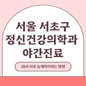서울 서초구 야간진료 정신건강의학과 병원 (18시 이후 늦게까지하는 병원)
