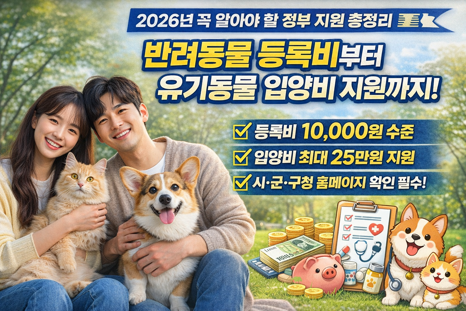 2026 반려동물 등록비 / 유기동물 입양비 지원금 안내