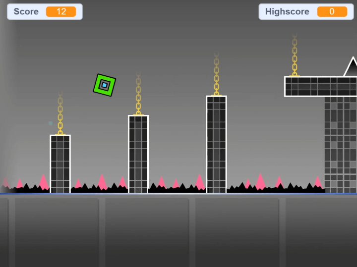 지오메트리대쉬-멜트다운-게임하기-플레이-바닥으로-추락하지-않도록-점프하는-화면