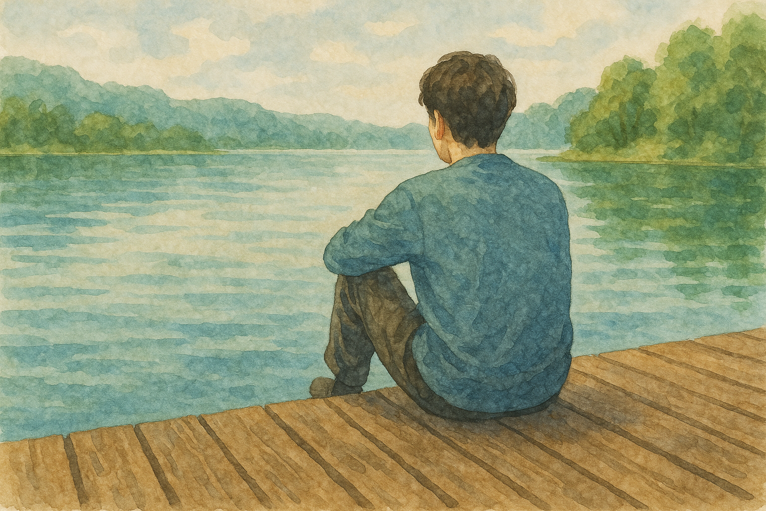 고요한 호숫가의 고독한 순간