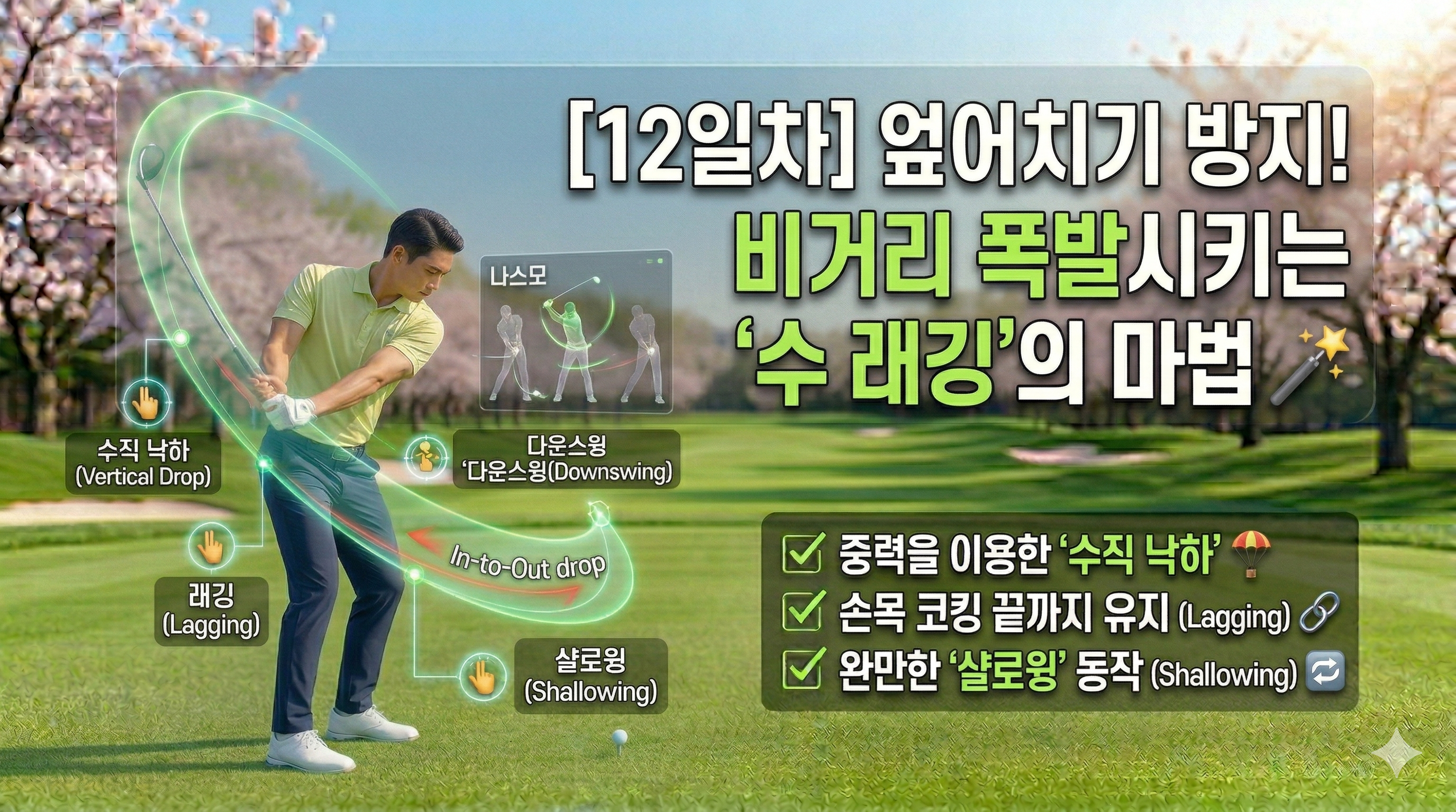 [12일차] 엎어치기 끝! 비거리를 만드는 '수직 낙하'와 '래깅'의 마법 🪄