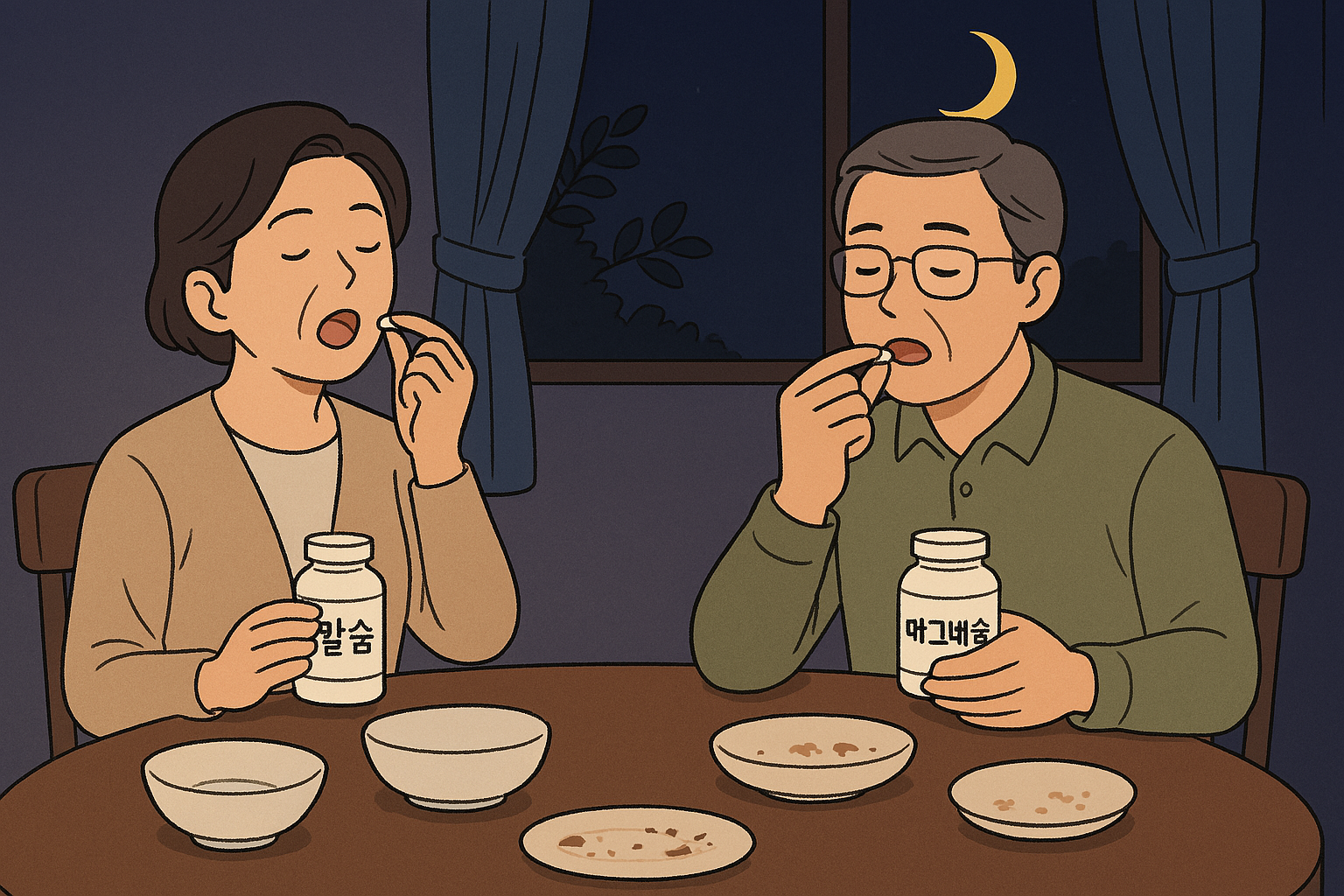 저녁영양제 섭취중인 중장년층