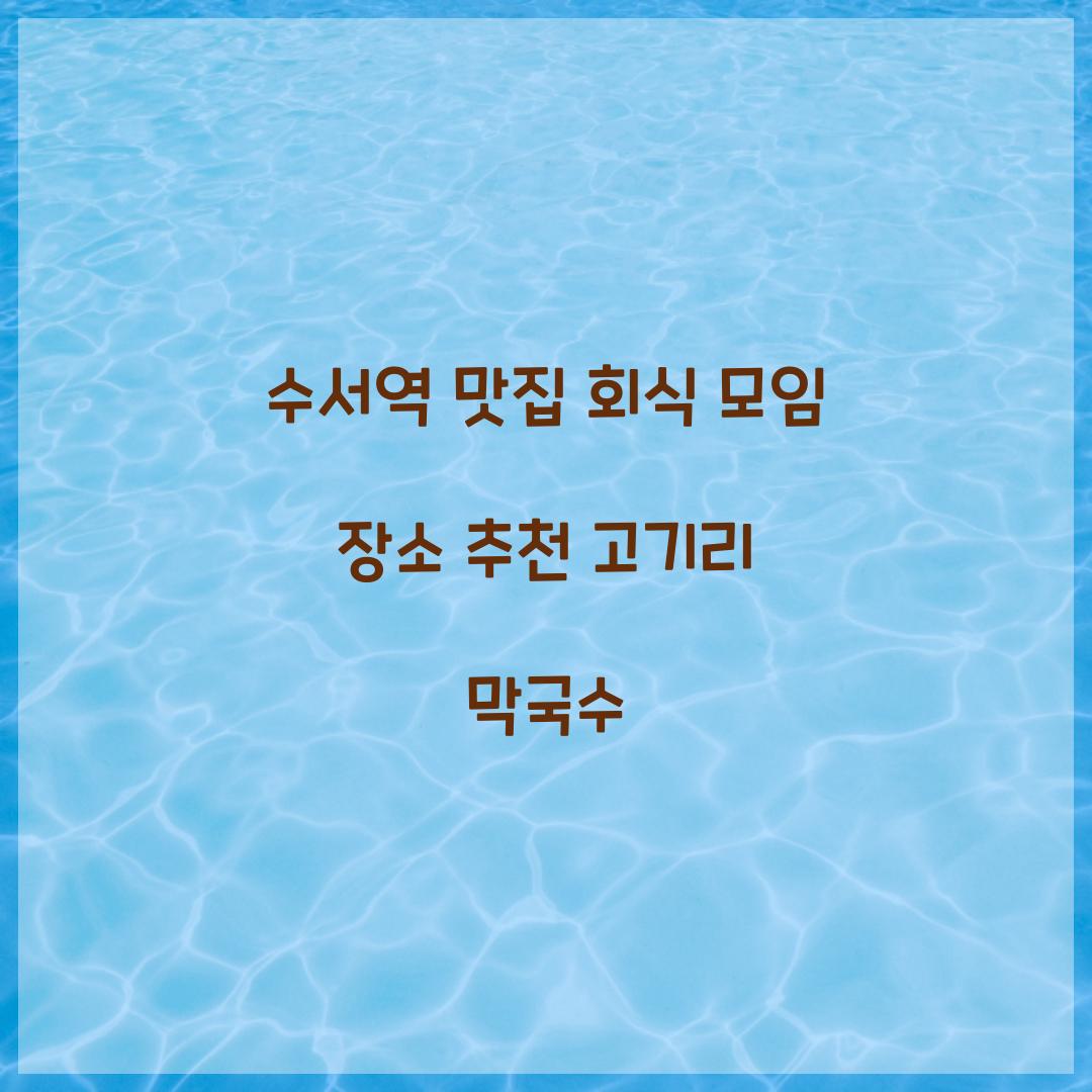 수서역 맛집 회식 모임 장소