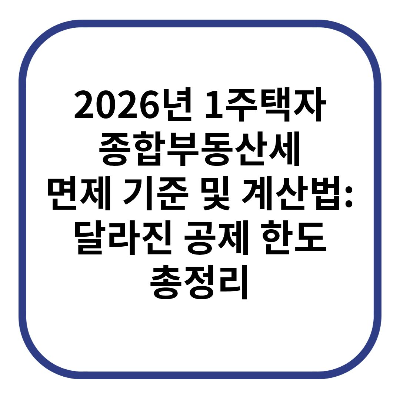 2026년 1주택자 종합부동산세 면제 기준 및 계산법: 달라진 공제 한도 총정리