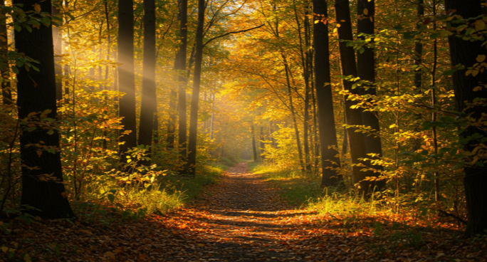 가을 숲속의 오후