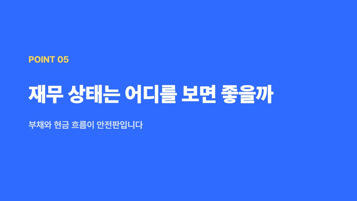 재무 상태는 어디를 보면 좋을까 — 부채와 현금 흐름이 안전판입니다