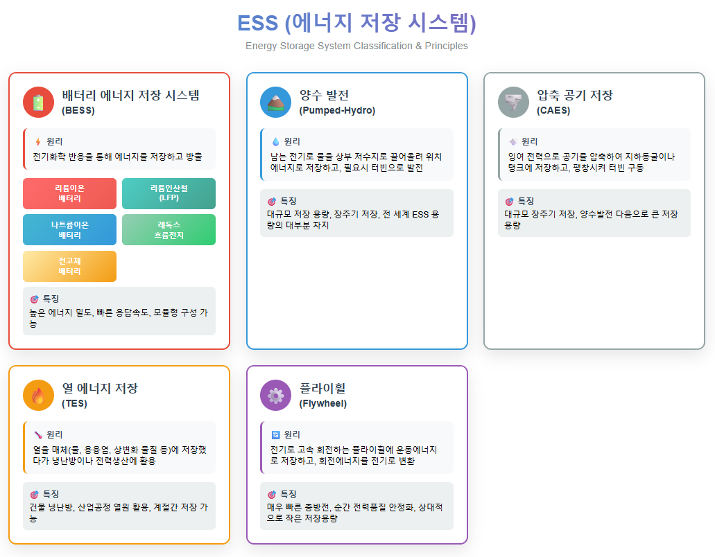 ESS(에너지 저장 시스템) 분류와 특징