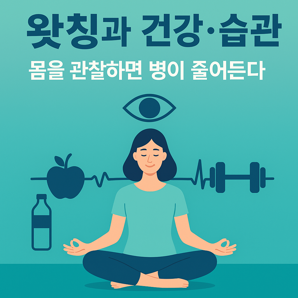 왓칭과 건강&middot;습관 &ndash; 몸을 관찰하면 병이 줄어든다는 내용을 설명하는 블로그 썸네일 이미지"