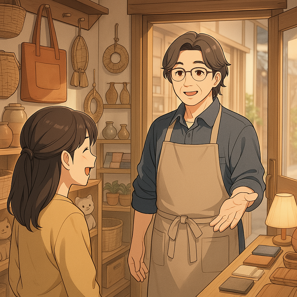 손님을 반갑게 맞이하는 모습