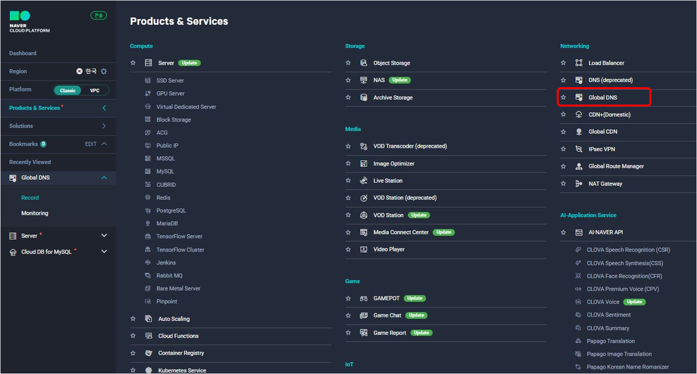 naver cloud platform dns