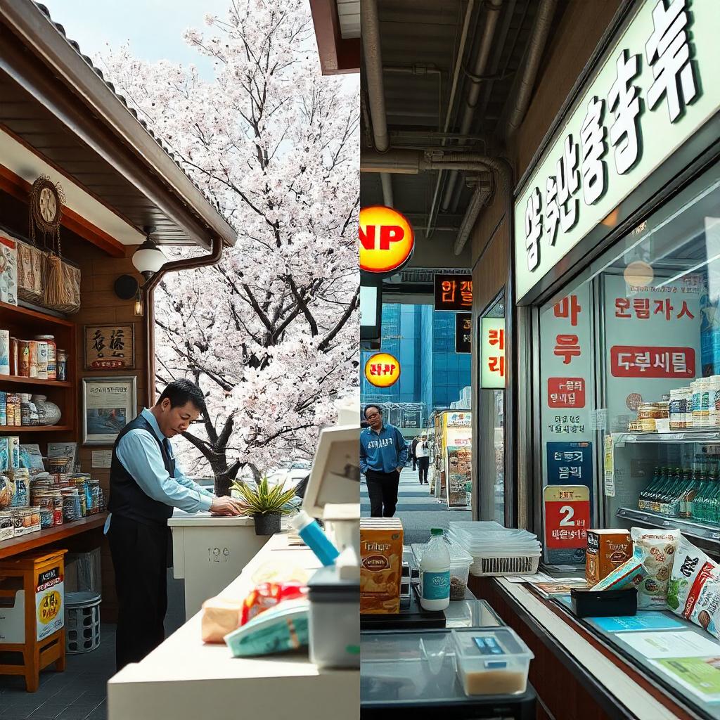 도쿄와 서울편의점 이미지