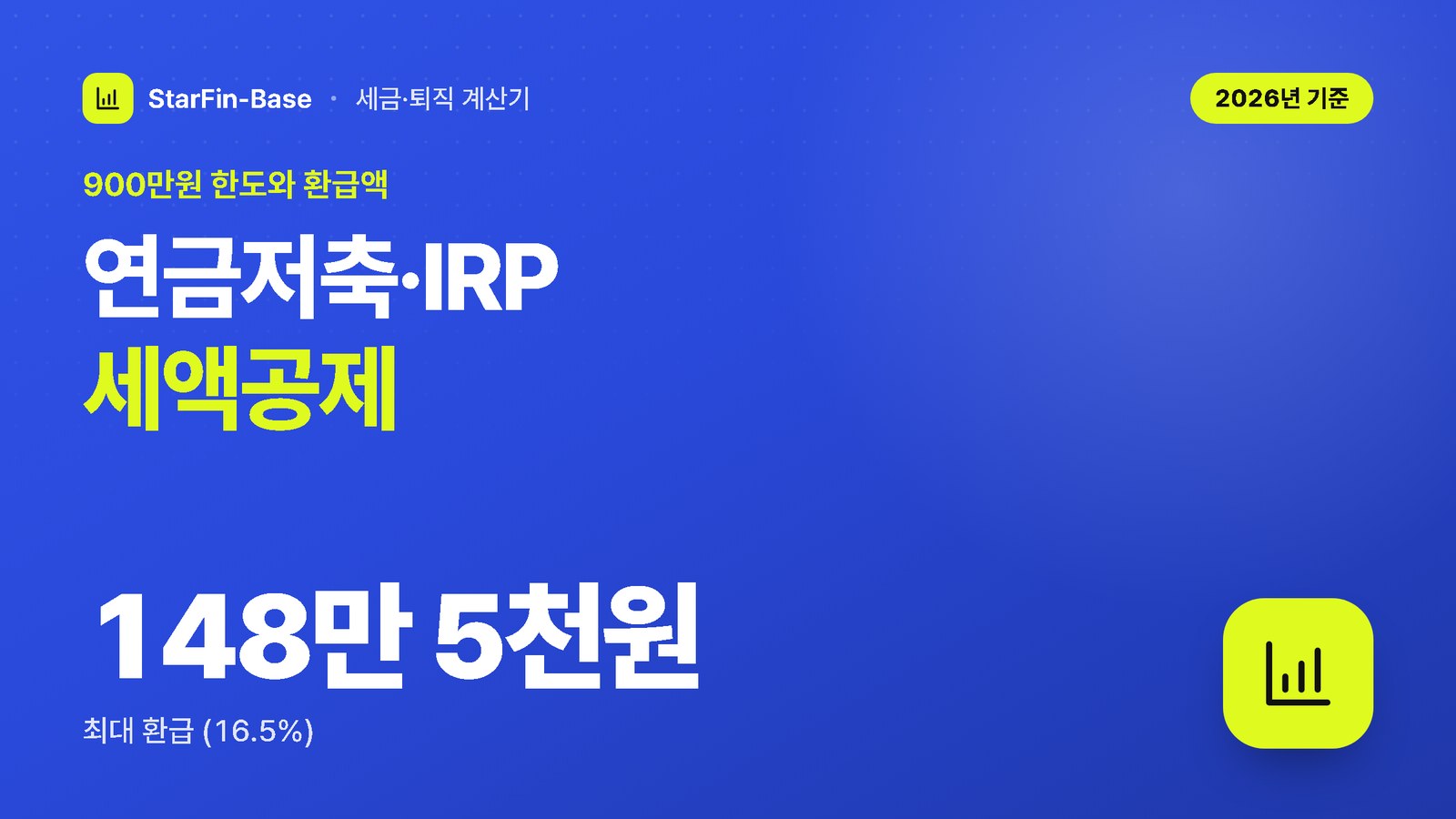 연금저축·IRP 세액공제 - 900만원 한도와 환급액, 148만 5천원 최대 환급 (16.5%)