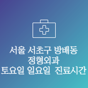 서울 서초구 방배동 주말 토요일 일요일 문여는 병원 진료시간