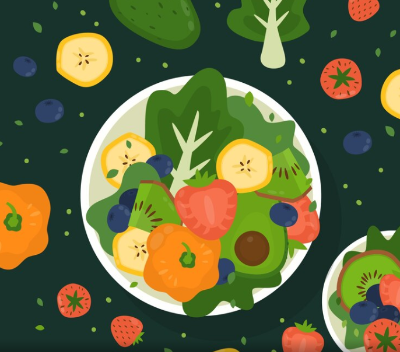 건강한 과일 야채 샐러드 일러스트