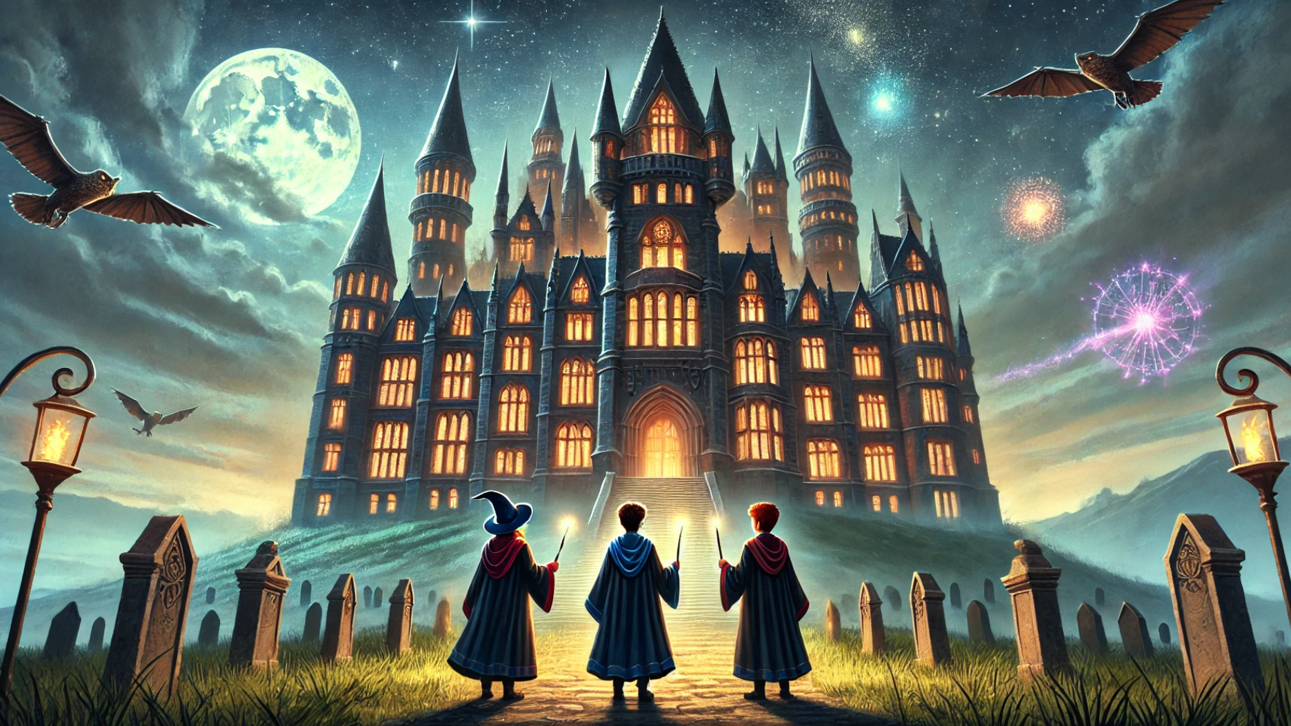 마법 학교를 배경으로 한 세 명의 젊은 마법사들