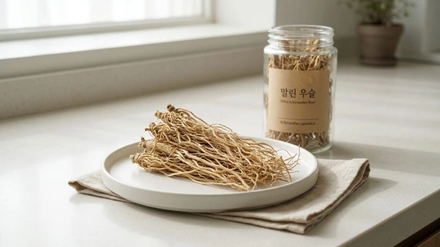 우슬 쇠무릎 건조 뿌리 약재 관절 건강 달임차 준비