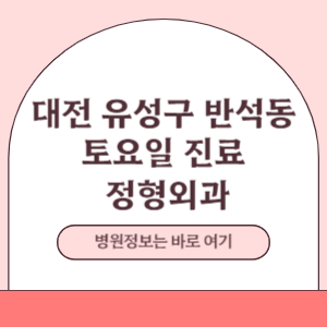 대전 유성구 반석동 토요일 정형외과 진료 병원