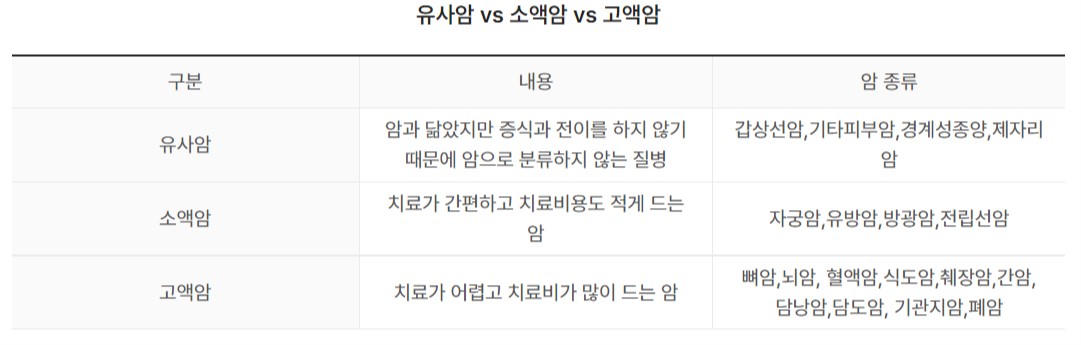 유사암 소액암 고액암