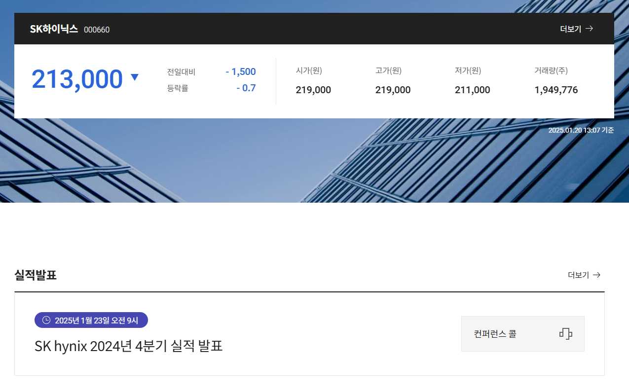 SK하이닉스 4분기 실적 및 2025 주가 전망