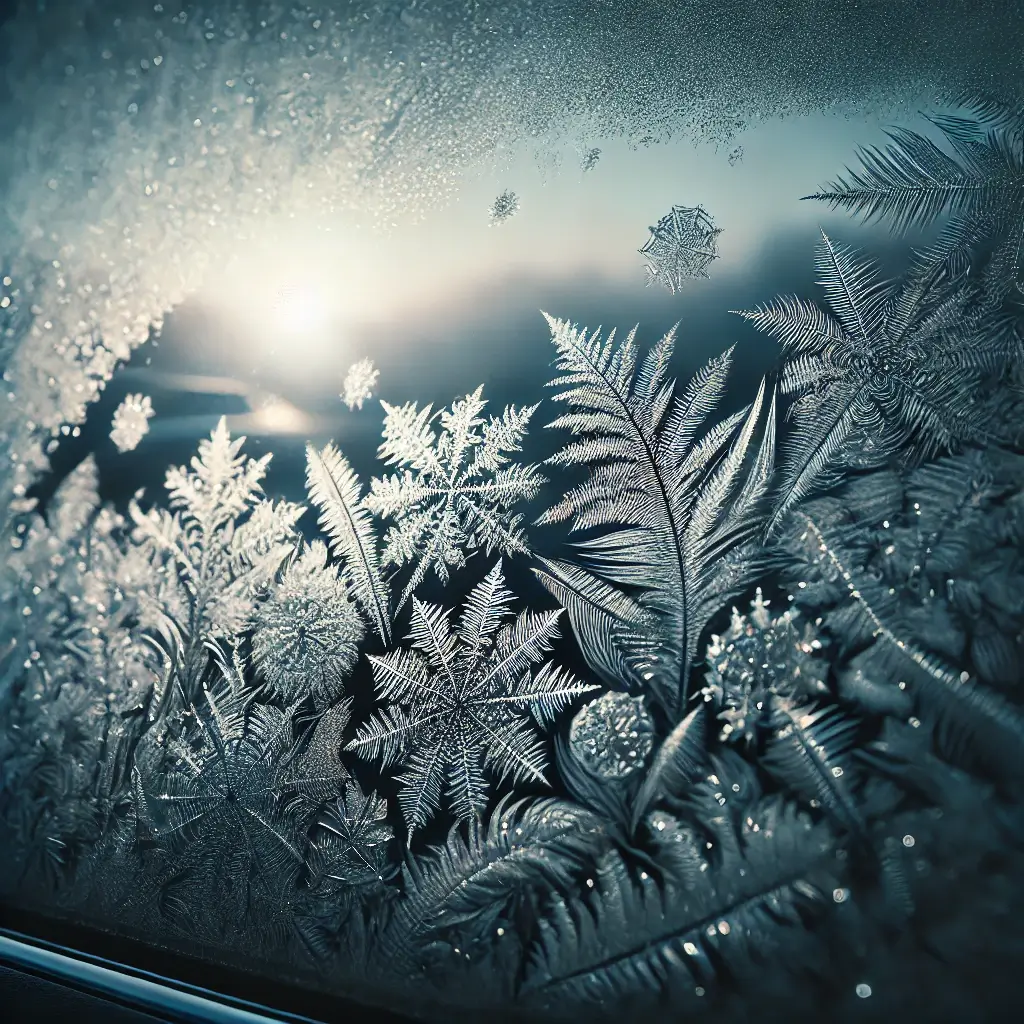 자동차유리에-성에가-낀모습