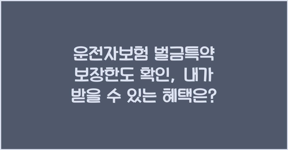 운전자보험 벌금특약 보장한도 확인