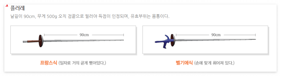 플뢰레 무기 특징