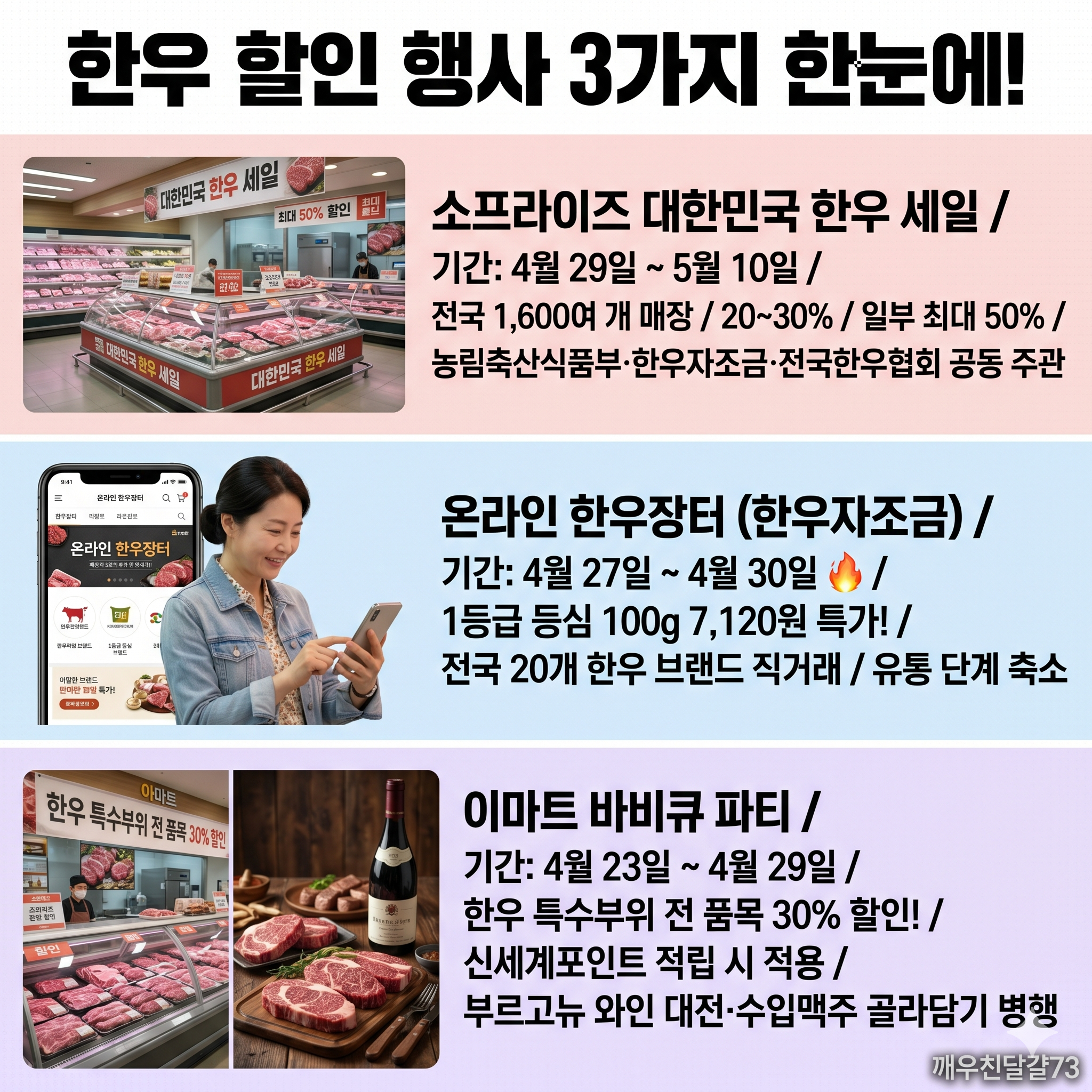 2026 한우 대규모 할인 총정리 — 소프라이즈 세일·온라인 한우장터·이마트 30% 특가
