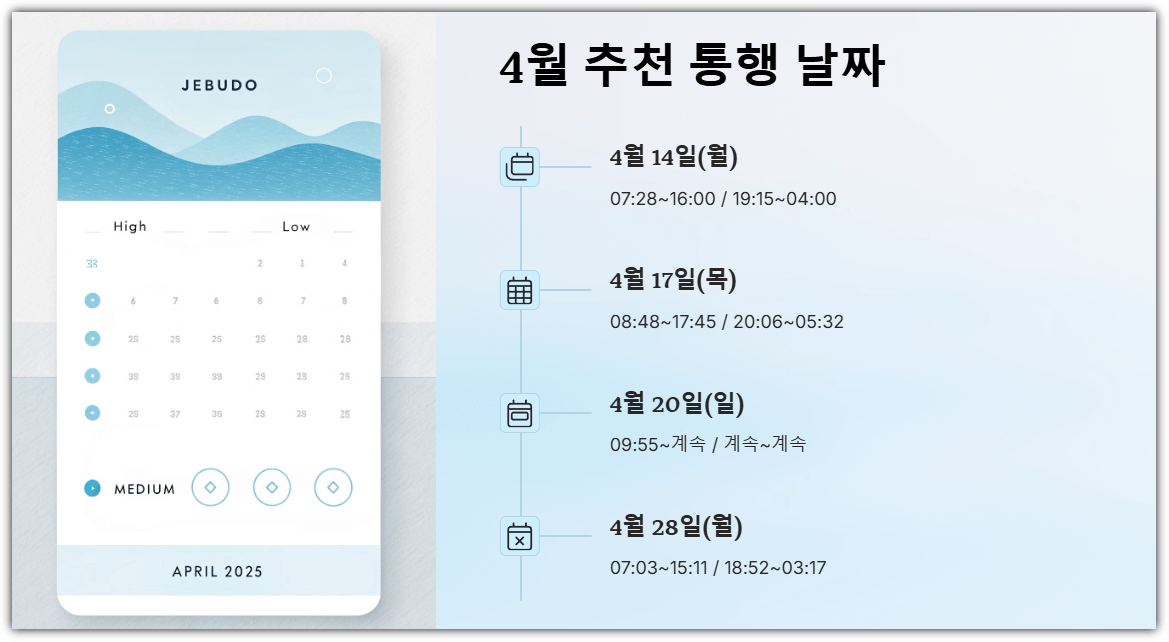 4월 추천 통행 날짜
