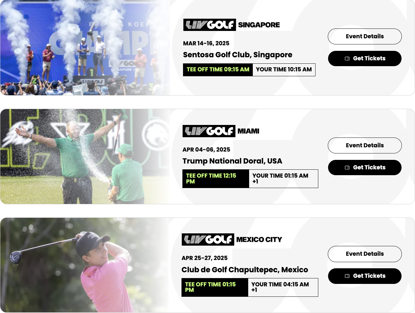 2025시즌 LIV골프 경기일정