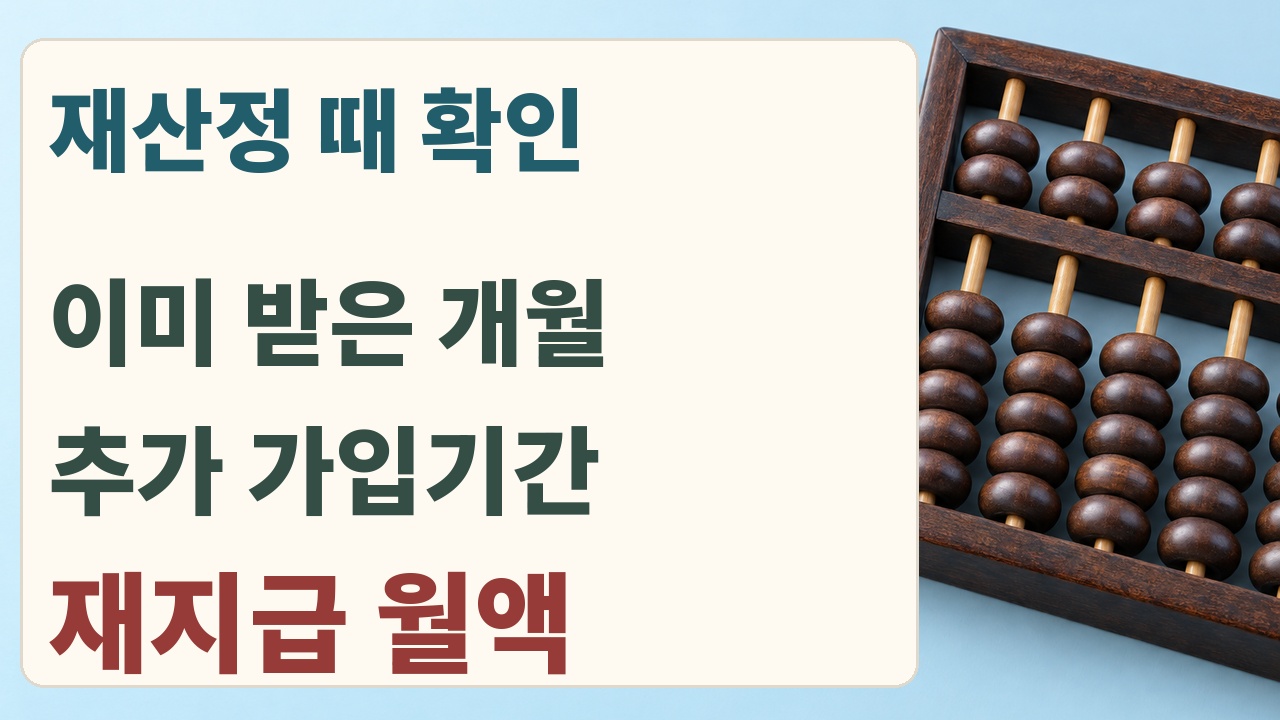 조기연금 재산정에서 이미 받은 개월과 추가 가입기간, 재지급 월액을 확인하는 항목