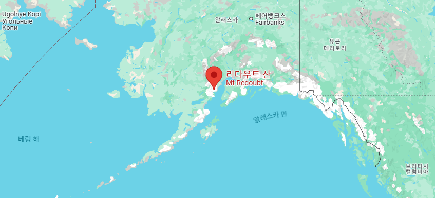리다우트산의 위치를 알 수 있는 지도