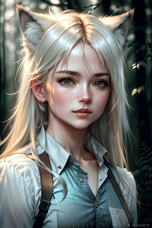Playground AI로 생성한 그림(2) - 늑대 소녀