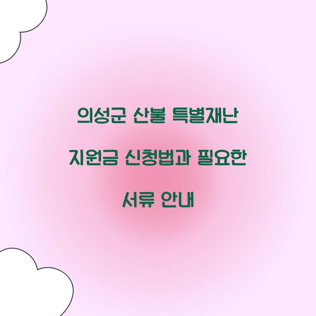 의성군 산불 특별재난 지원금