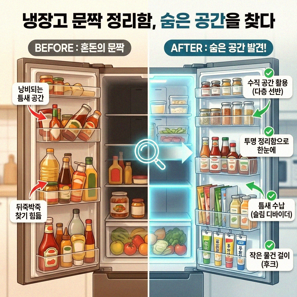 냉장고 문짝 정리함 똑똑하게 활용하는 아이디어