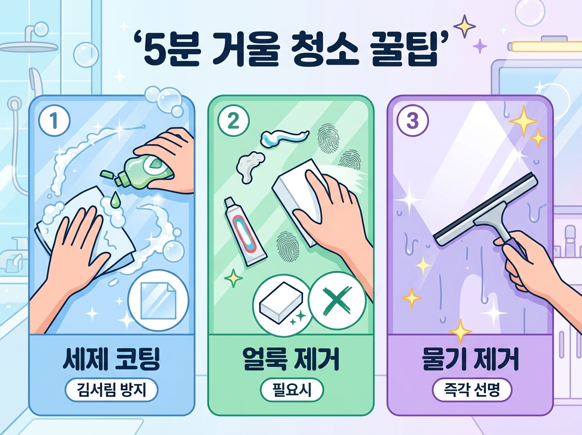 5분 만에 끝내는 거울 얼룩 방지 청소법