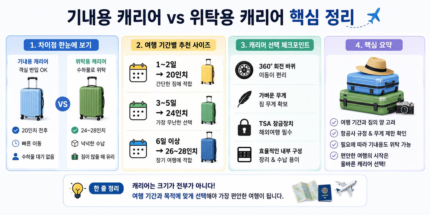 기내용 캐리어 vs 위탁용 캐리어 핵심 정리