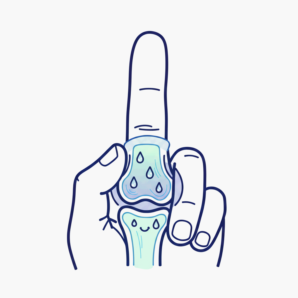 손가락이 붓는 듯한 느낌이 드는 감각을 표현한 일러스트레이션