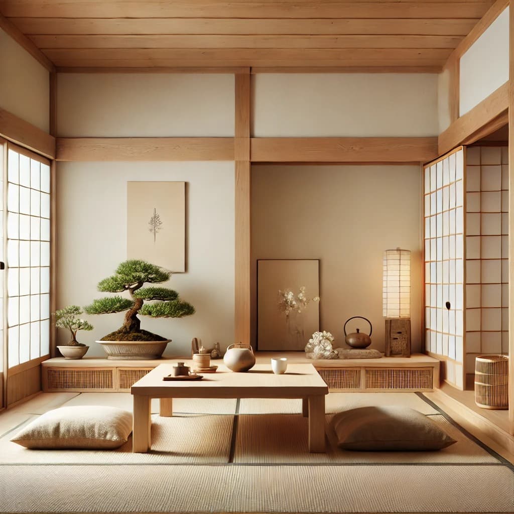 일본의-거실:우드룩-타일과-자연의-조화