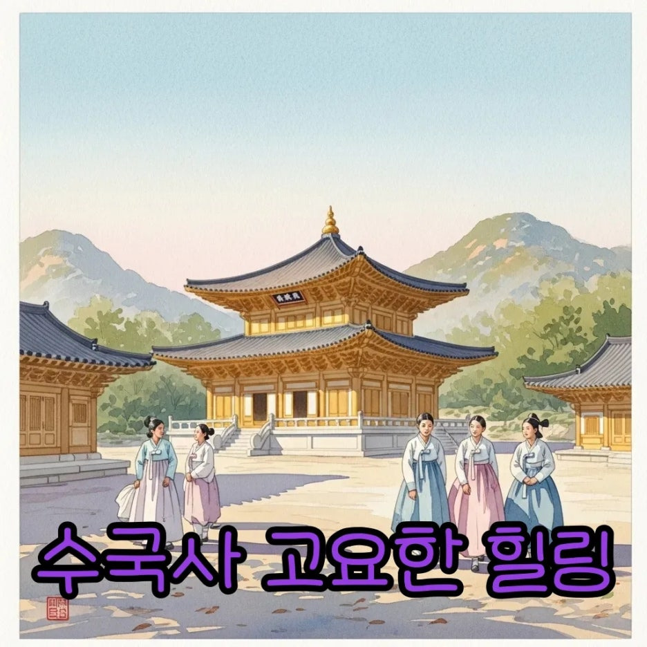 고요한 황금빛 수국사에서 평화를 찾다.