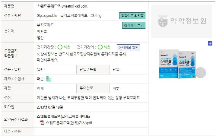 스웨트롤 패드액 제품개요