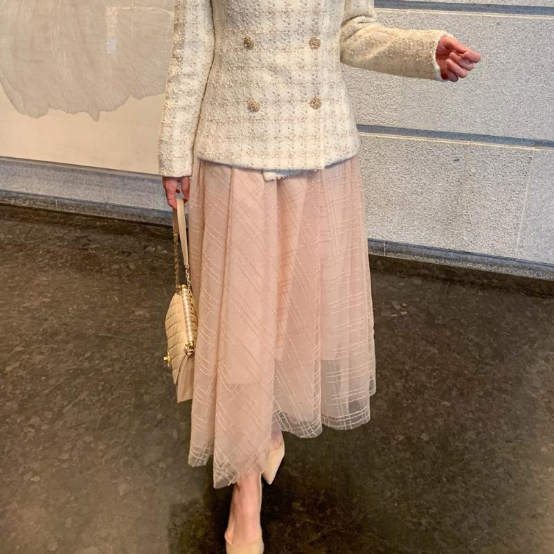 발레리나 디올 스팽글 롱 샤스커트 핑크 블랙 2color