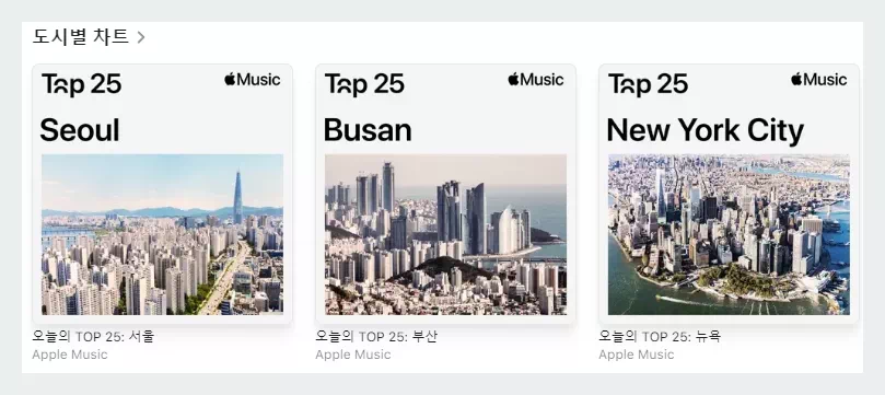 애플 뮤직 클래식 도시별 차트
