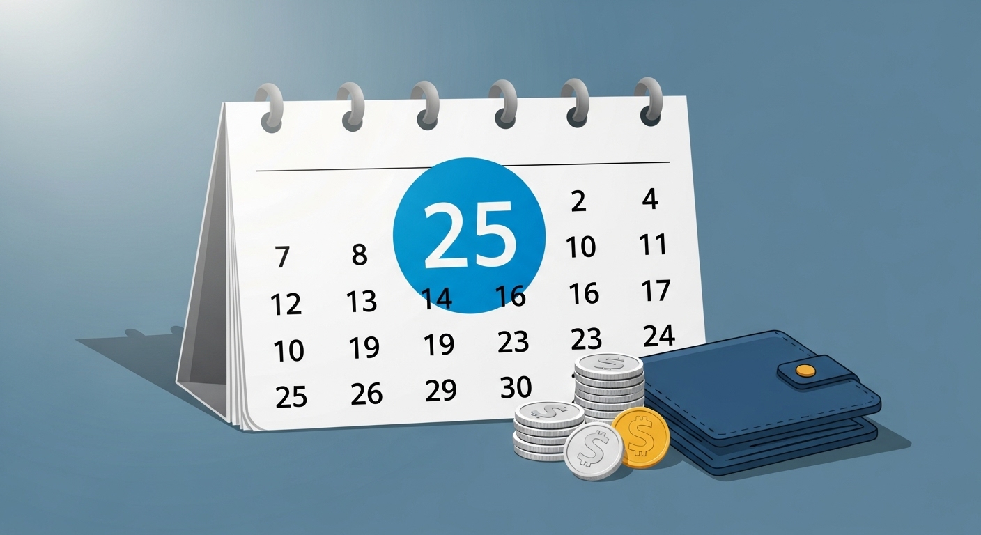 매월 25일 기초연금 지급일을 표시한 달력 이미지.