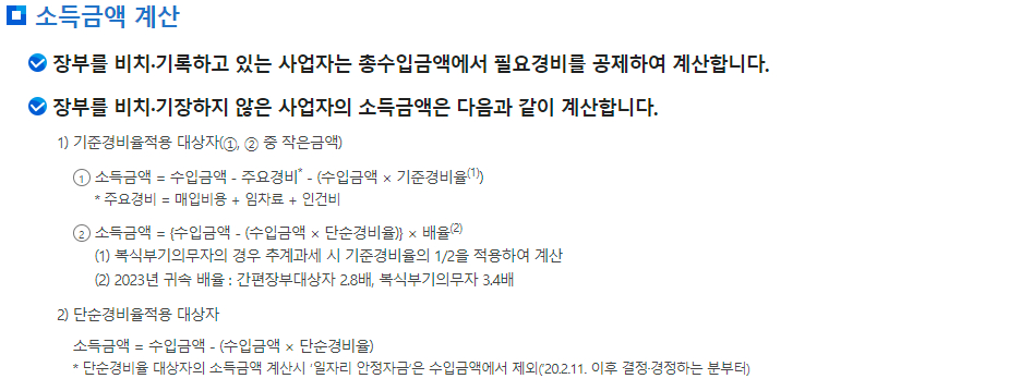 종합소득세 소득금액 계산