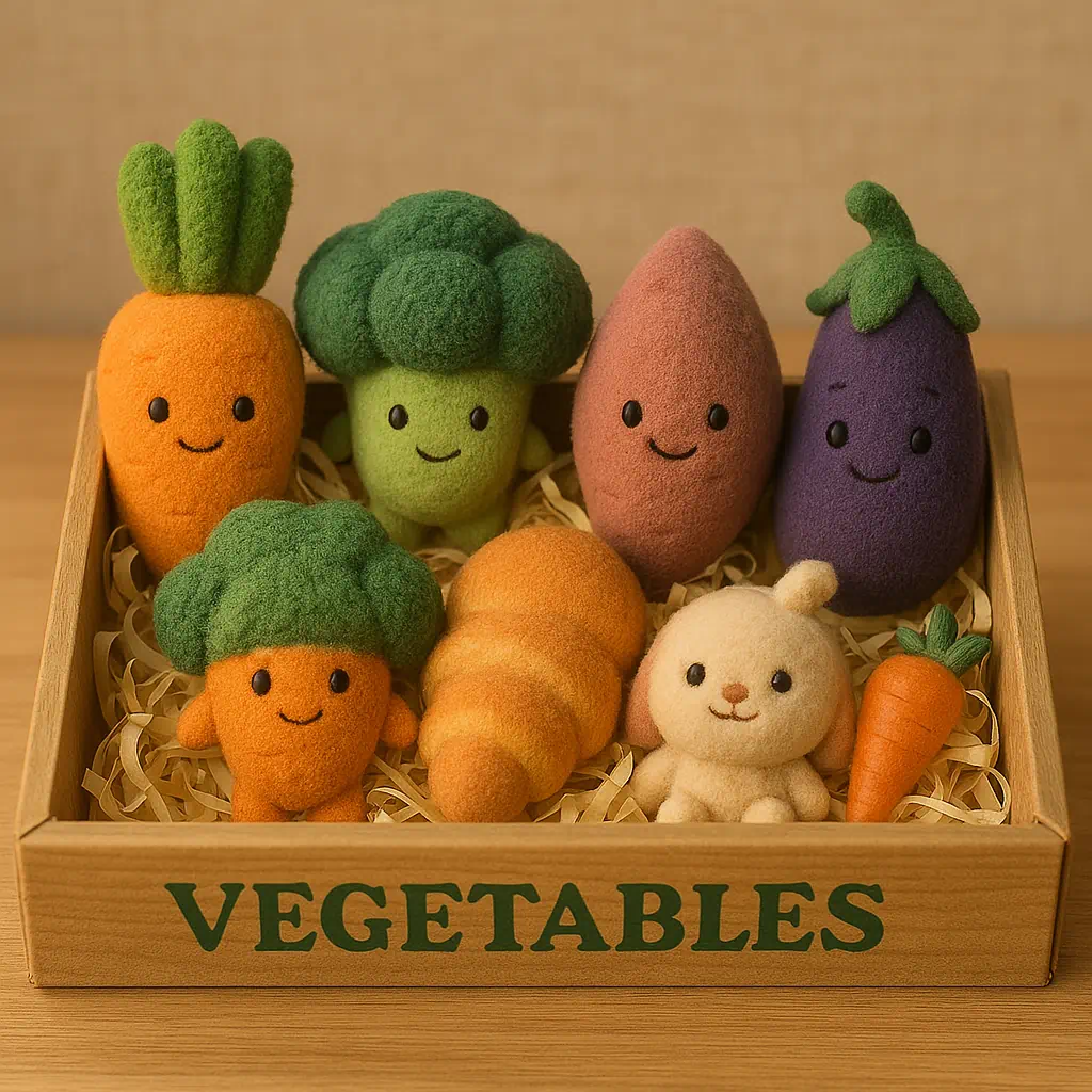 위 5가지 프롬프트로 만들어진 채소세트 이미지 완성된 모습