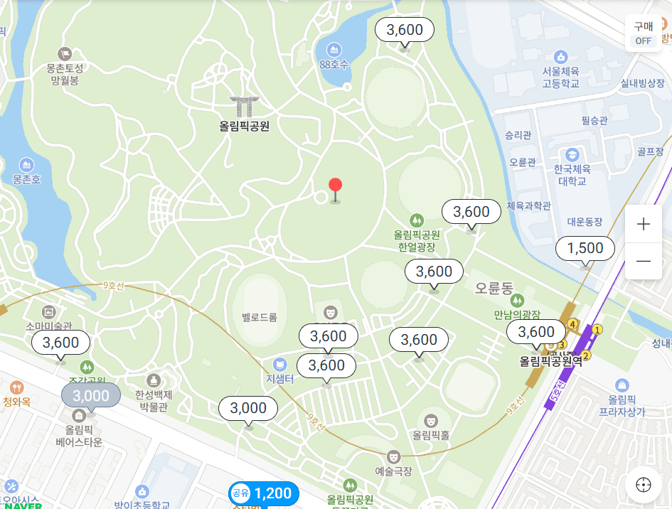 올림픽공원 근처 주차장 위치 및 가격 안내