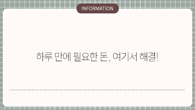 개인일수대출: 하루 단위 지원⏰