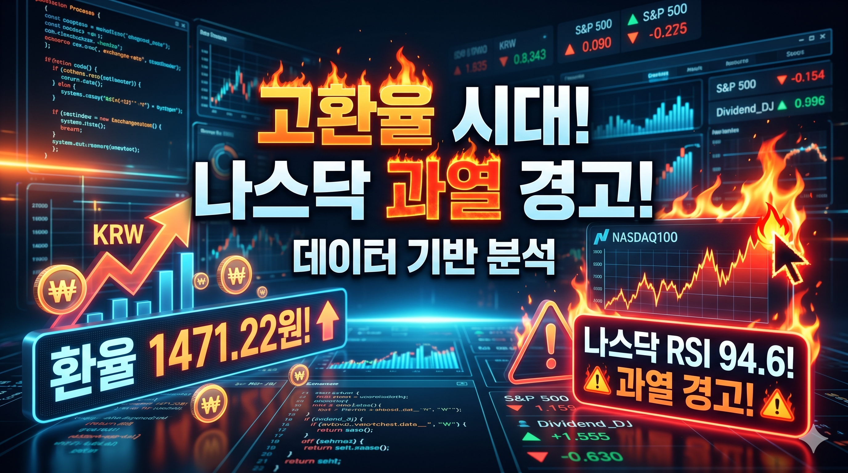 나스닥 일봉 RSI 94.6 오버플로우 임박! 주봉으로 분석한 미국 ETF 월요일 아침 시장 현황